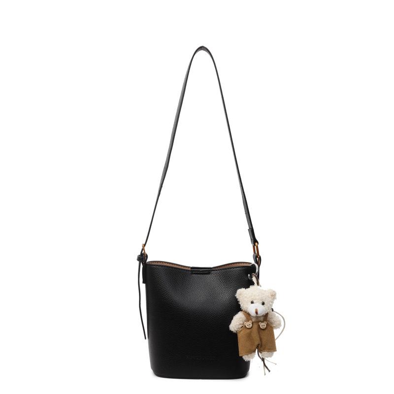 This Year's Hot Sale, Simple Temperament, Advanced Sense, Lychee Pattern Bucket Bag, Work Leisure Commuting Versatile Messenger Child and Mother Bag