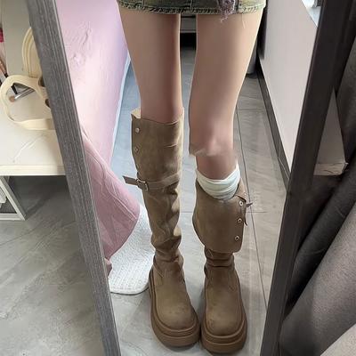 Two Over-the-knee Boots, Folded Thick-soled Boots, Children's New Thick-heeled Over-the-knee Knight Boots In Autumn and Winter 2025