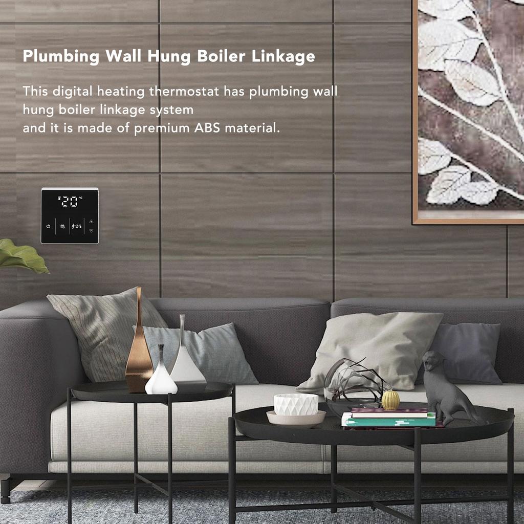Smart Thermostat with Touch Screen App Voice Control Wifi Temperature Controller for Home 90‑240V Black