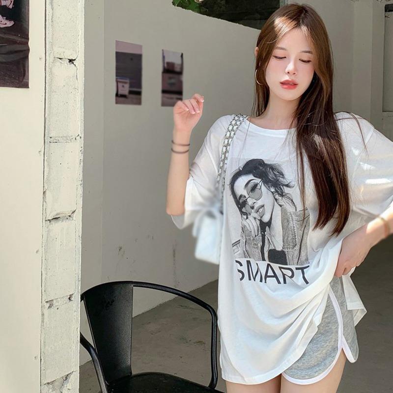 

Женская футболка с буквенным принтом, свободная повседневная L