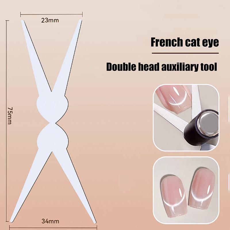 Sada magnetů pro francouzskou manikúru s dvojitou hlavou, kombinace magnetické tyčinky Cat Eye, magnet pro gelový lak na nehty s V-tvarem, manikúra DIY