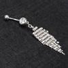 1 Pezzo Brillante Strass Nappa Lunga Catena Pendente Ombelico Anello Ombelico Barra