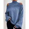Maglione da Donna Collo Alto a Spalle Scoperte Casual Morbido a Treccia Pullover Manica Lunga Autunno Inverno Maglia Top