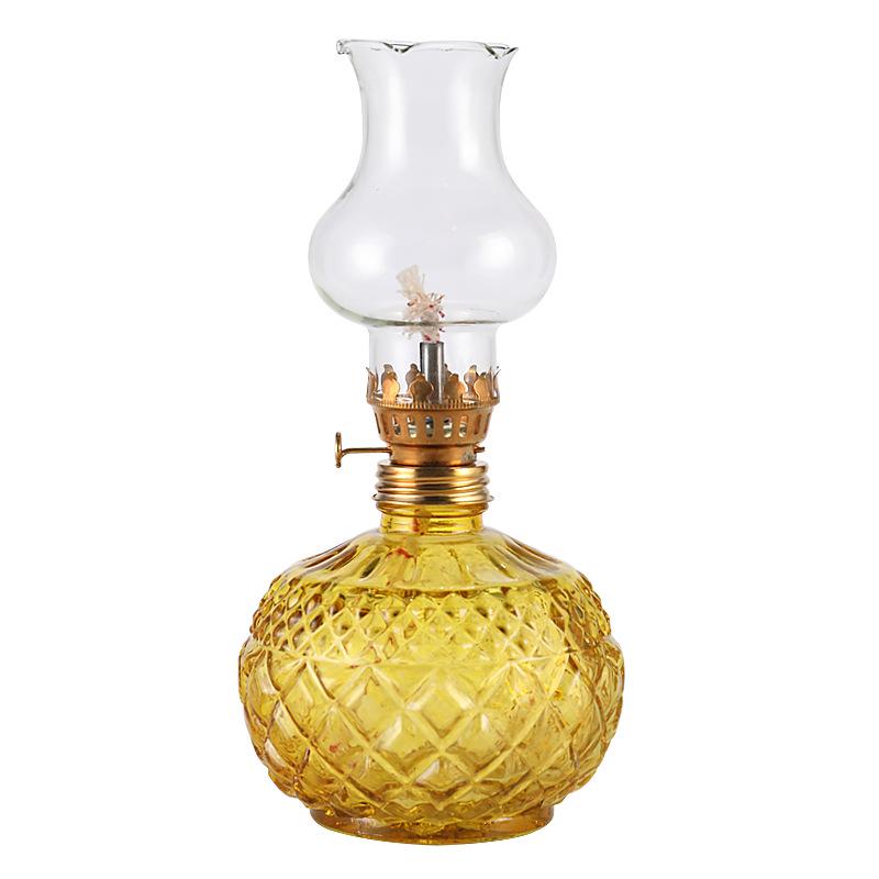 Colorful Glass Ghee Lamp for Buddha, Windproof Kerosene Oil Lamp, Dimmable and Everlasting, Perfect for Worship.