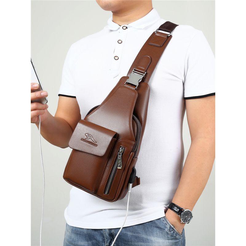

Мужская сумка корейская мужская нагрудная сумка сумка через плечо сумка кроссбоди повседневная косая сумка сумка из натуральной кожи модная спортивная маленькая сумка лето Brown small size (buy one get six free)
