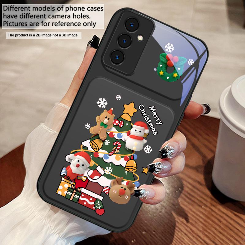 Cartoon Christmas tree For Samsung A73 72 71 A70 56 55 54 A53 52 51 50 42 A35 A34 33 32 31 26 25 24 23 22 30 glass phone case