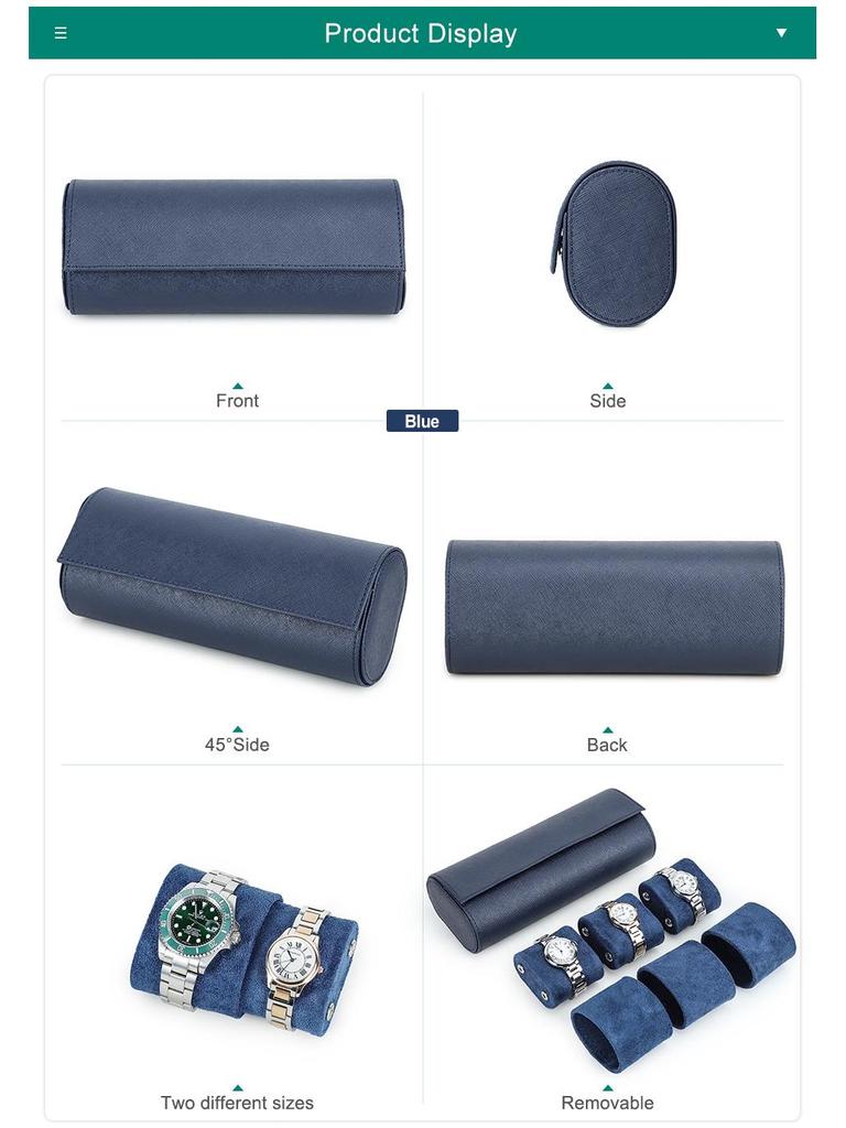 Scratch-Resistant Genuine Leather Watch Storage Box - Unisex 3-Piece Set with Pillowcase for Travel