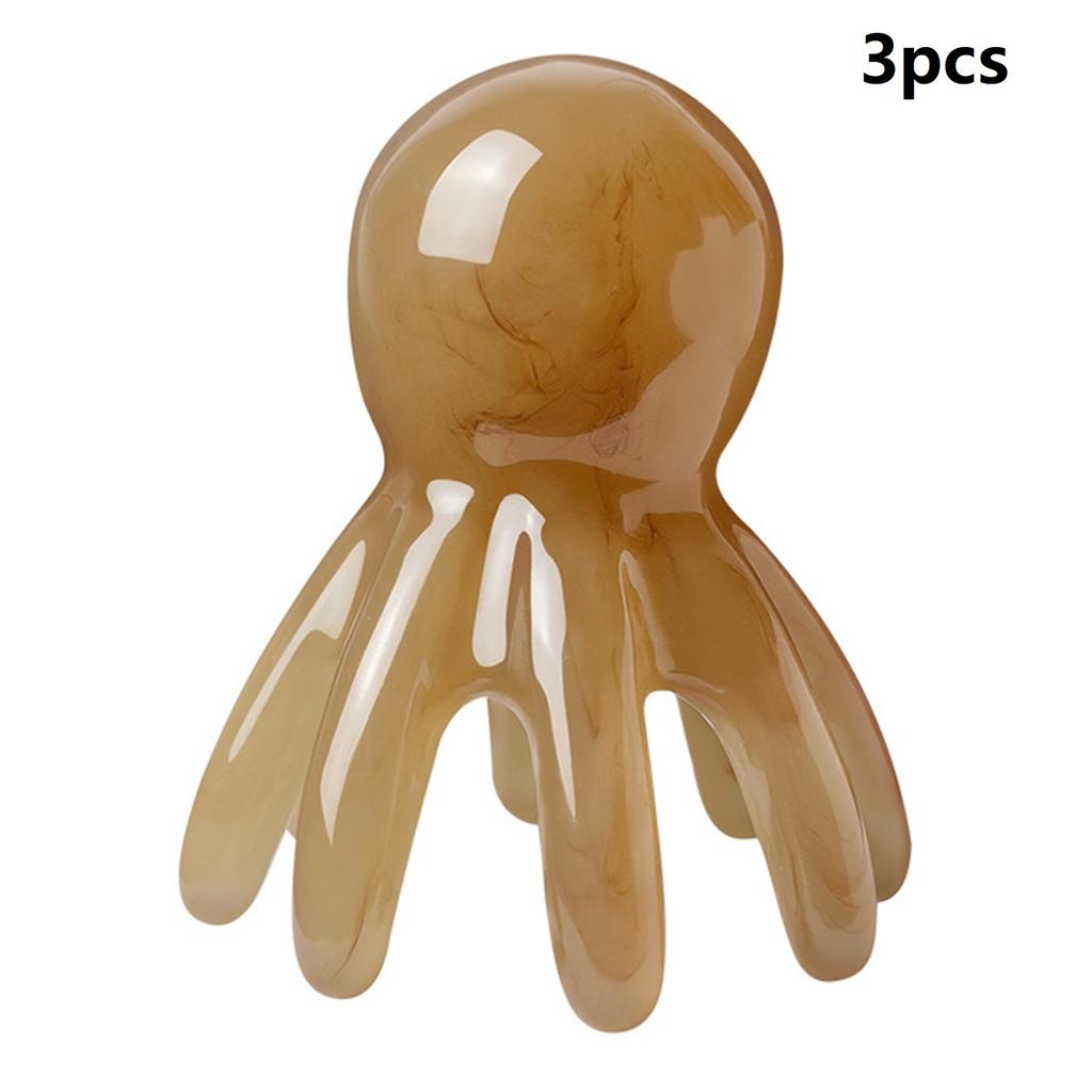 Resin Octopus Massage Comb Head Meridian Scraping Scalp Massager Tool Portable 8-Prong Head SPA Massage Comb For Anti Fatigue