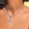 Street Auction Cross Necklace Female European and American Personality Shiny Rhinestone Collarbone Chain Accessories Necklace
