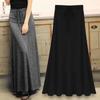 Korean-Style Plus Size Gray Midi Skirt for Women - Summer 2024, Elastic High Waist, Thin Drape A-Line Design with Large Swing.