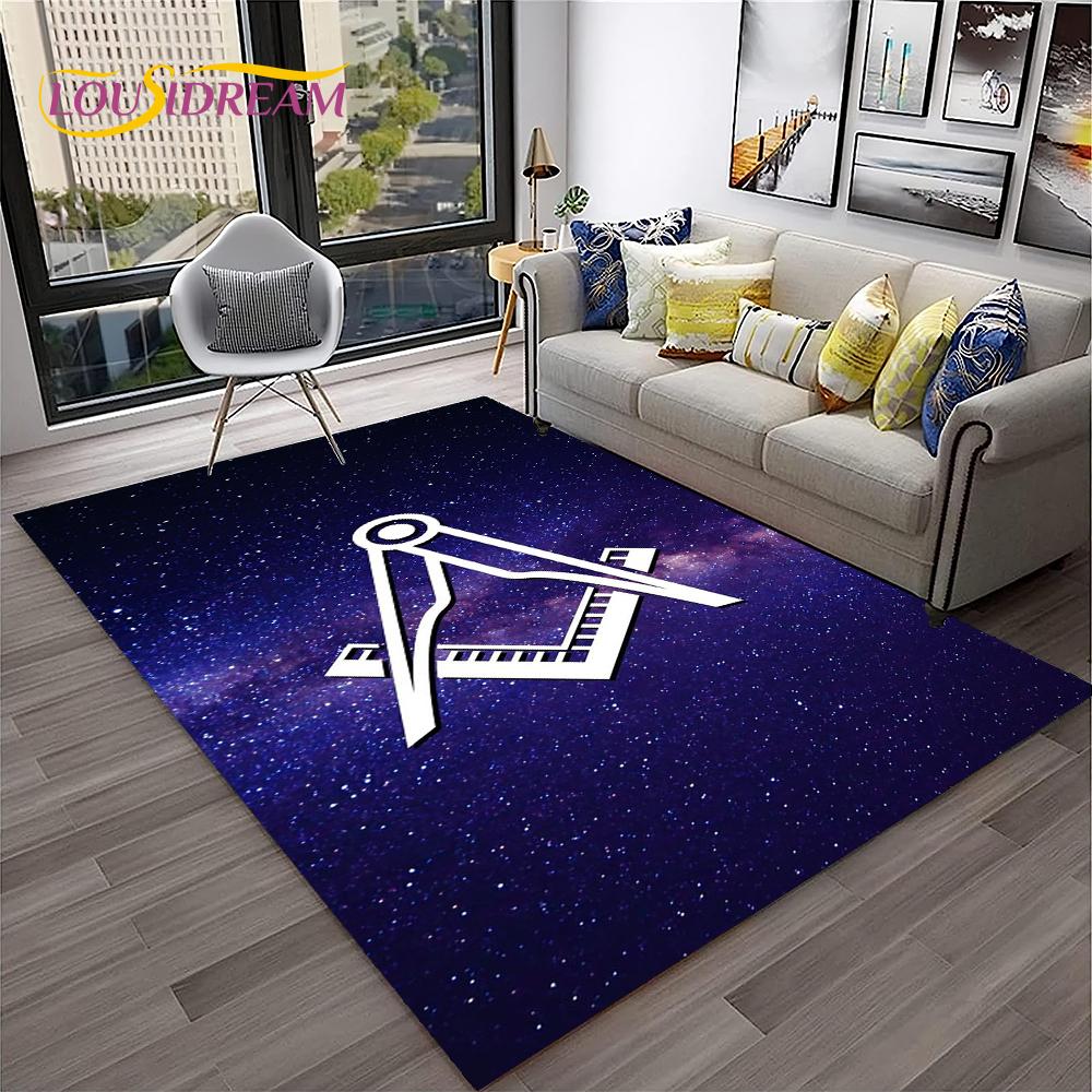 Ring Freemasonry Illuminati Masonic Carpet Rug for Home Living Room Bedroom Sofa Doormat Decor,Kid Area Rug Non-slip Floor Mat