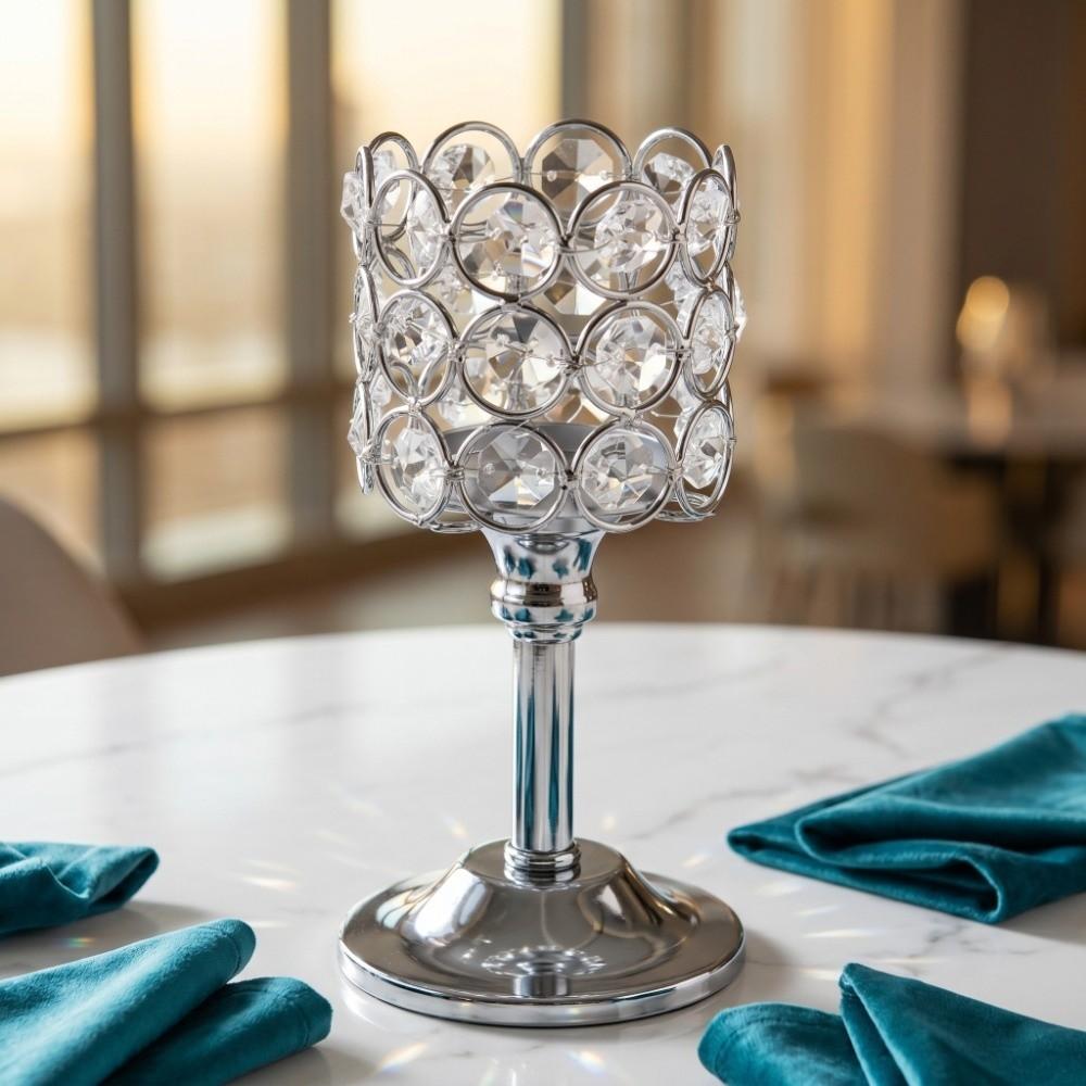 8.27x3.15in Crystal Metal Candle Holder Fireplace Home Candle Stand Household Desktop Setup