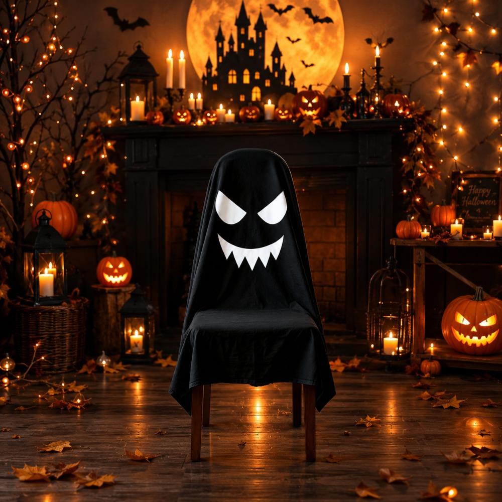 Pumpkin Halloween Dinner Chair Seat Cover Skull Pattern Festival Table Decor Home Decoration