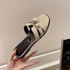 Flat-bottomed slippers women's outer wear summer new lock design sandals beach slips