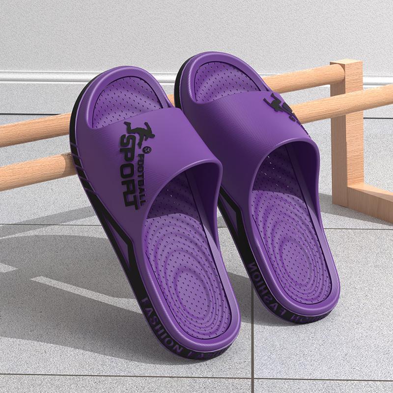 

2024 Новые мужские тапочки Летние мягкие тапочки из ЭВА для мужчин Уличные утолщенные нескользящие пляжные сандалии для ванной комнаты Модные сандалии для дома 38-39 фиолетовый