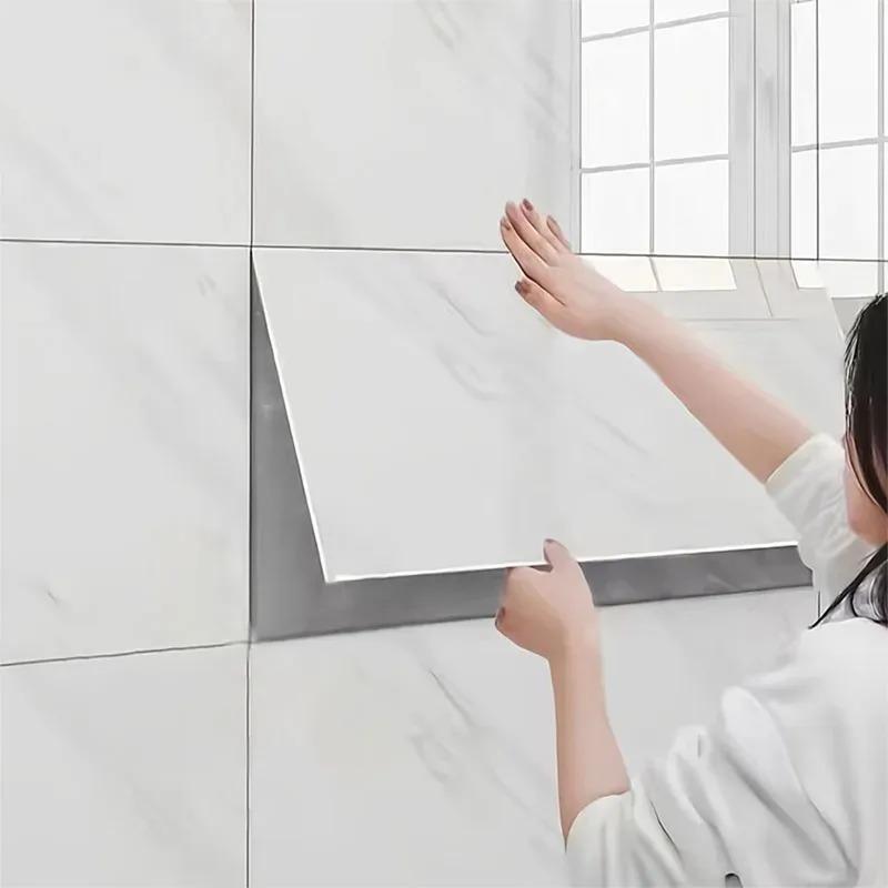 60cm*30cm Adhesive Wall Wallpaper Imitation Ceramic Tiles Sheet Paper Waterproof Wall Stickers Bathroom Peel and Stick Wallpaper