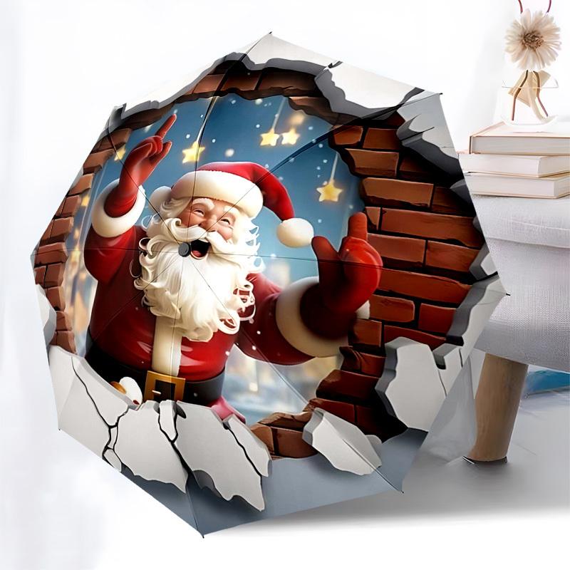 

1pc Santa s Magical Arrival: Automatic Opening/Closing Umbrella with Foldable Design, Ideal for Outdoor Adventures & Festive Occasions, Perfect Gift f