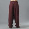 Men's Summer Loose-Fit Cotton Linen Wide-Leg Elastic Waist Sports Pants