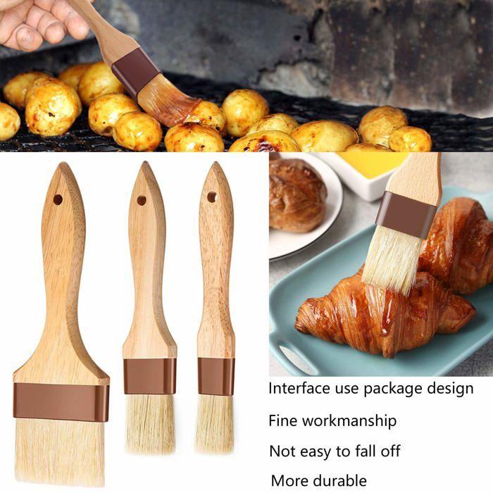 Pinceau de cuisine - aluyf - bois de hêtre - poils de sanglier - durable - lavable au lave-vaisselle