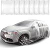Tallew 4 Pcs Universal Plastic Car Cover 12. 5 X 21. 7ft Disposable Waterproof Full Exterior Cover with Elastic Band for Automobiles Sedan Outdoor