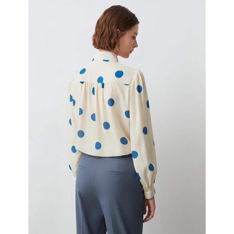 Langzi Polka Dot Scarf Collar Blouse