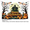Easy Apply Halloween Decals Happy Wall Stickers, Moonlit Castle Pumpkin Clings, Waterproof Retro Stickers Haunted House for Home Living Room