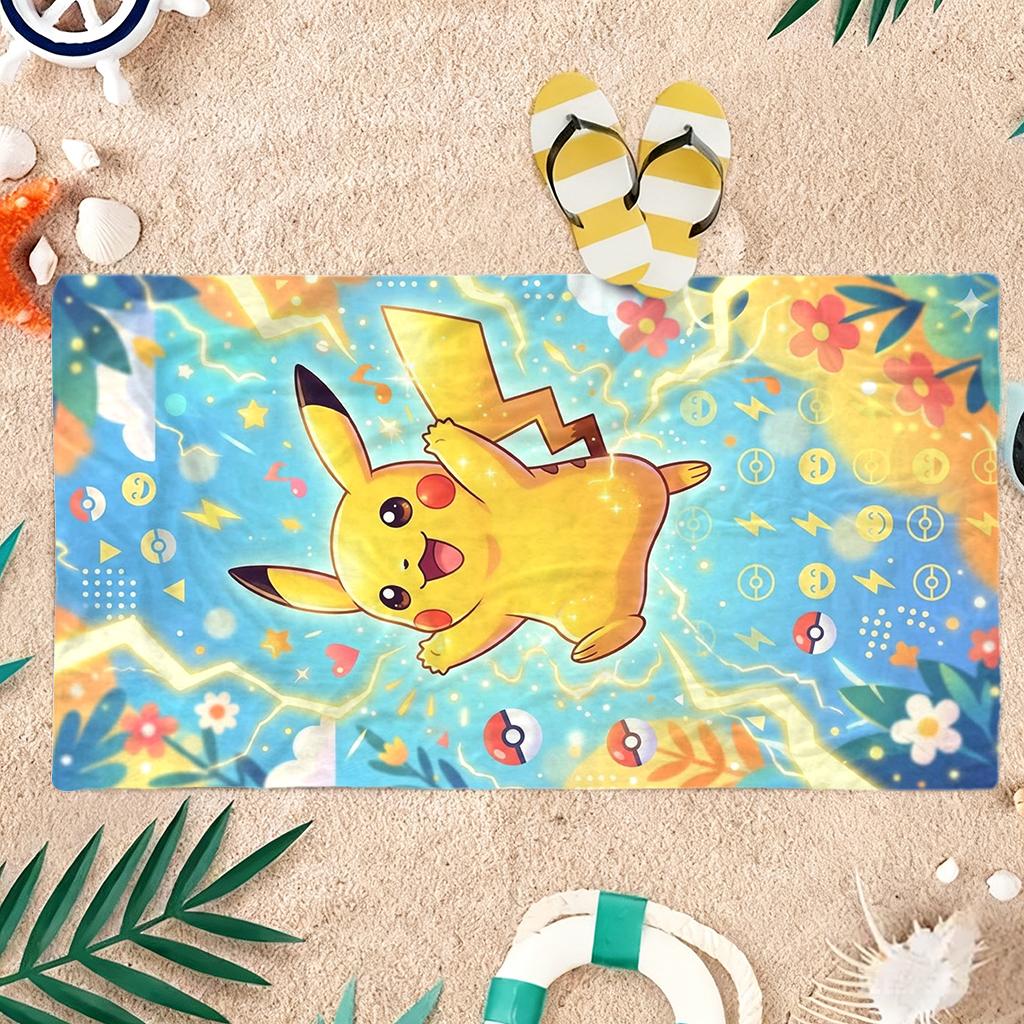1pc P-Pokémon Pikachu Beach Towel Quick-drying Small To Large Suitable for Beach Pool Yoga Gym Home Cute Gift for Friend Family
