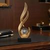 Feng Shui Wealth Ornament Abstract Decorative Sculpture with Clear Crystal Ball Modern Flowing Curve Tabletop Decor Statue Exquisite Home Accents for