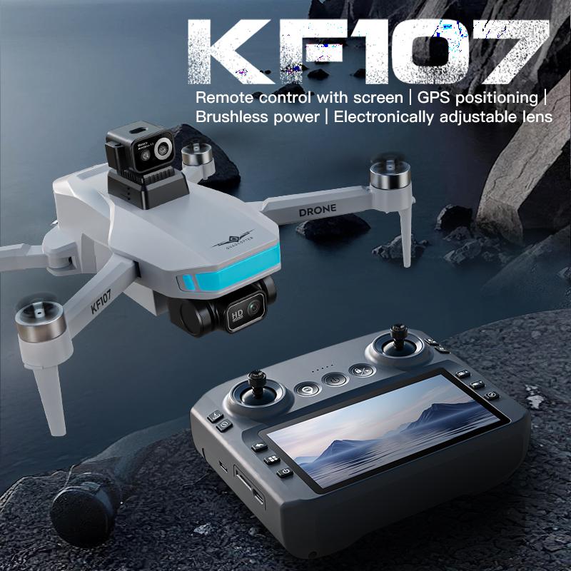 KF107 GPS Drone 4K Professional HD Dual Camera 5G WIFI With Screen 360°Obstacle Avoidance Brushless Foldable Quadcopter Dron Toy