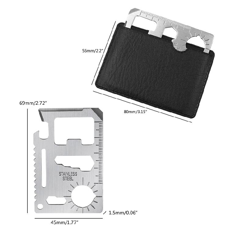 11 in 1 Outdoor Pocket Tool Stainless Steel Lifesaving Card EDC Survival Tool