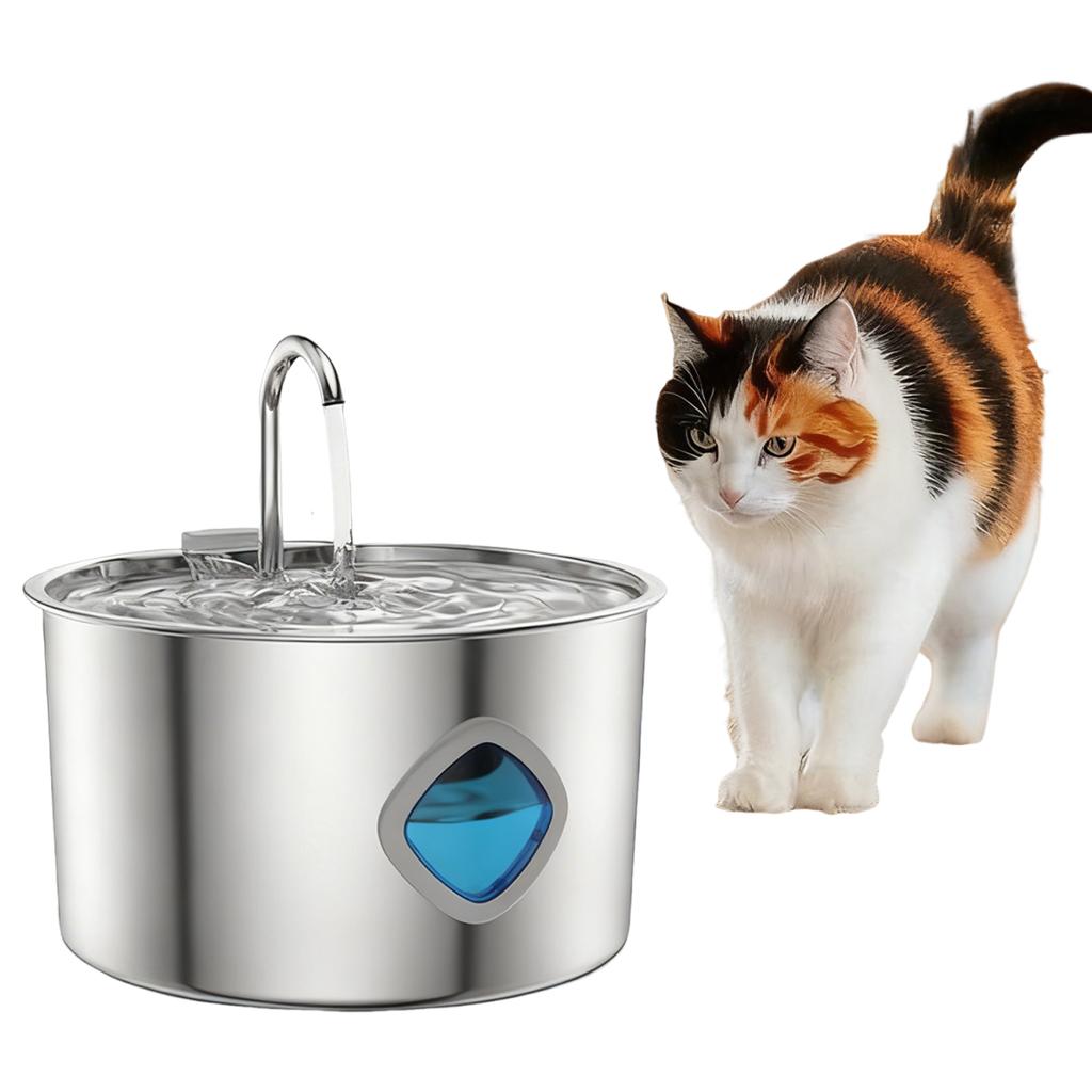 Indoor Pet Fountain 3.2L Stainless Steel Pet Drinking Fountain with 2 Filters with Silent Pump Quiet for Cats & Dogs Owners