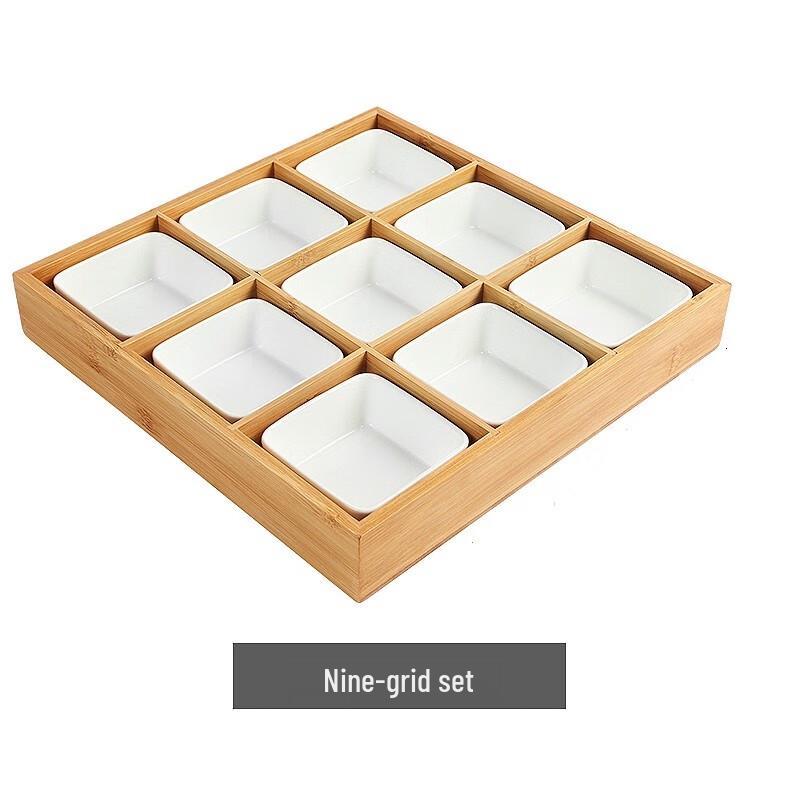 MOLUONA 9-Compartment Bamboo Snack Tray