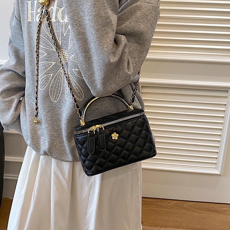 

Сумка через плечо Женская Новая Ромбовидная Универсальная Сумка-коробка Модная Сумка на плечо чёрный