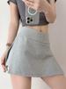 High-Waisted Grey A-Line Sports Skirt - Women's Spicy Vintage Side Split Yoga Running Skirt