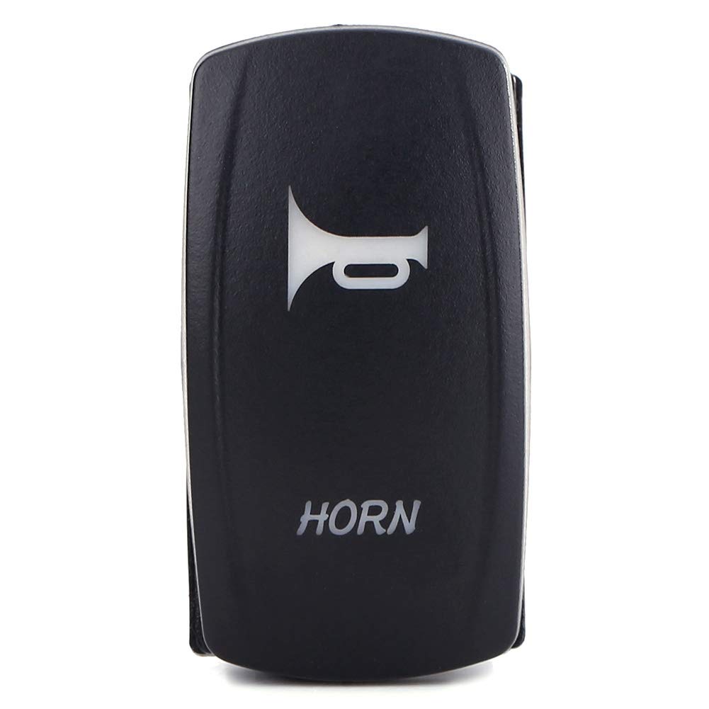 12V-24V Pin Rocker Toggle with LED Light, Horn Pattern, Black, for Car RV Boat Marine, 20A