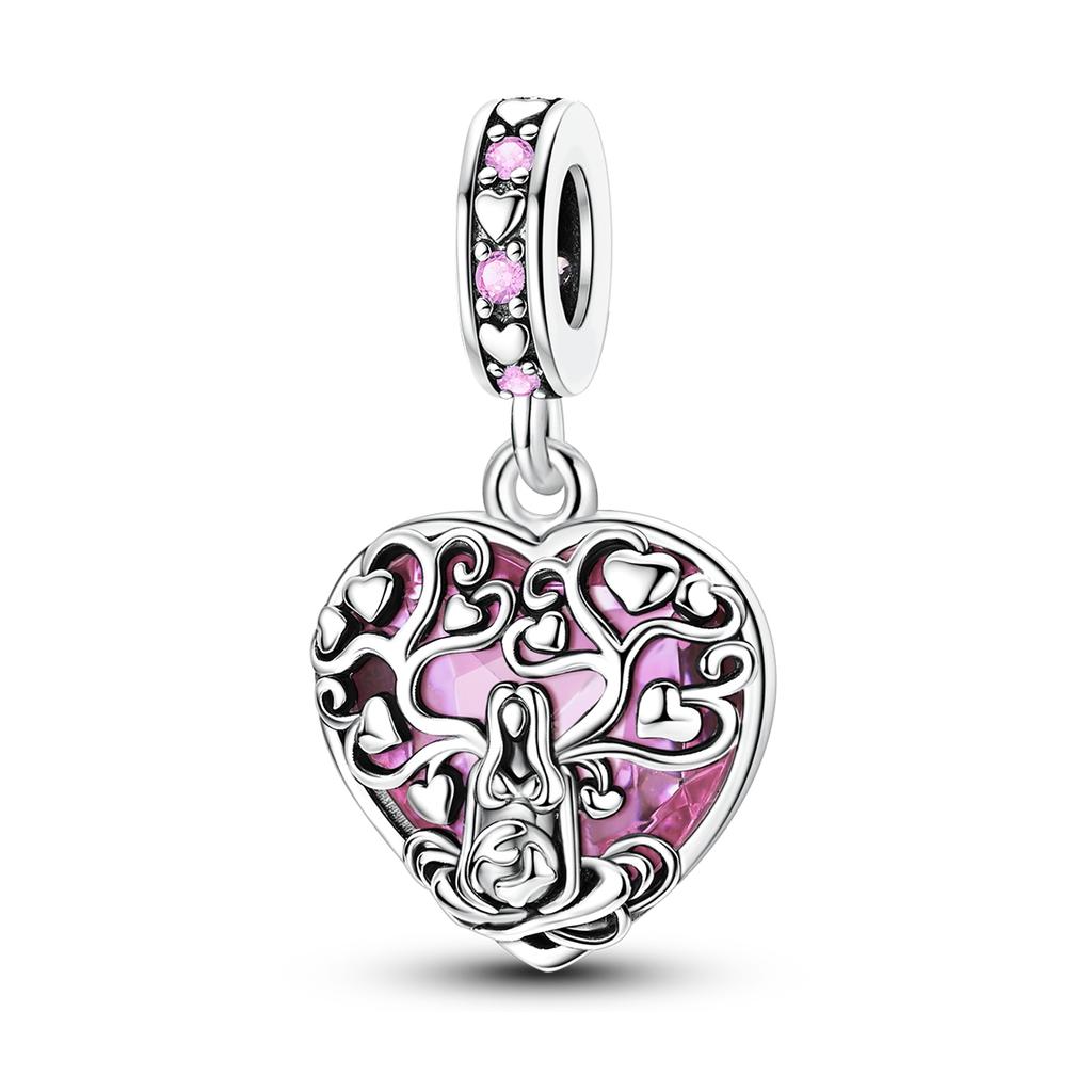Mother's Day 925 Silver Charms Warm LOVE MOM Beads Pendant Fit Bracelet Diy Woman Jewelry