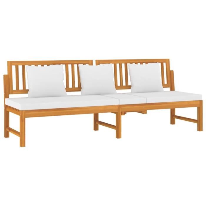 Daybed - Acacia Wood - 200x60x75cm - Cream Cushion - Multifunctional - Comfortable