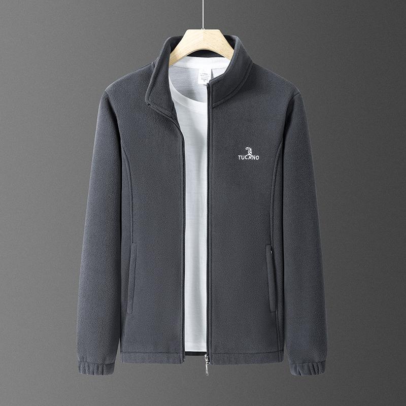 Bestickte Fleecejacke, Herren Frühling Herbst Winter Jacke, Zweiseitige Fleece Fleecejacke, Warme Freizeitjacke