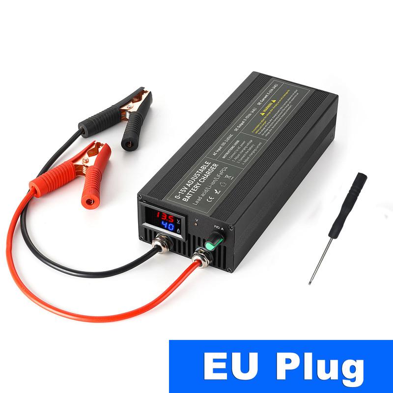 60A 14.6v Lifepo4 Charger 0-15V Adjustable Battery Charge Car Fast Charge Lithium Battery Charger 12.6V High Power Adapter