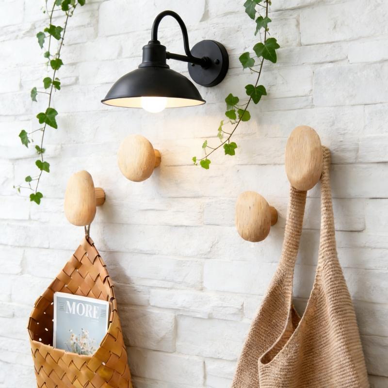 Solid Wood Pebble Shaped Hook Handle Clothes Hook Jacket Hook Wall Mounted Hook Non Punched Door Hanger Round Stone Cabinet Door