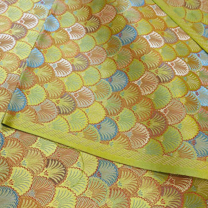 Ethnisch Stil Gold Seide Brokat Satin Stoff Garngefärbt Jacquard Stoff Für Diy Nähen Mongolische Robe Tischdecke Heimtextilien