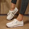Women's Soft Leather Thick Lace-Up Casual Driving Loafers for Everyday Wear
