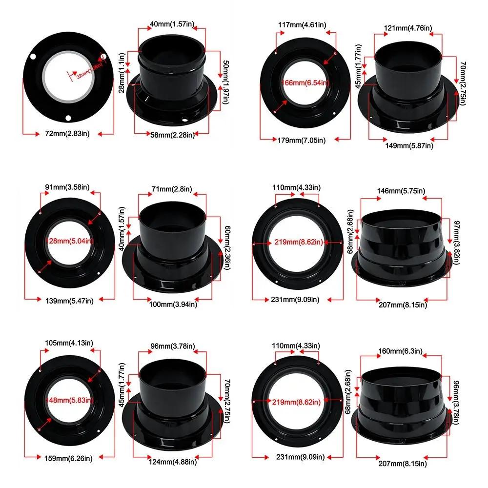 High Quality ABS Exhaust Duct Connector Flange Black Round Bevel Flange Adapter 50-160mm Pipe Air Vent Connector Kitchen