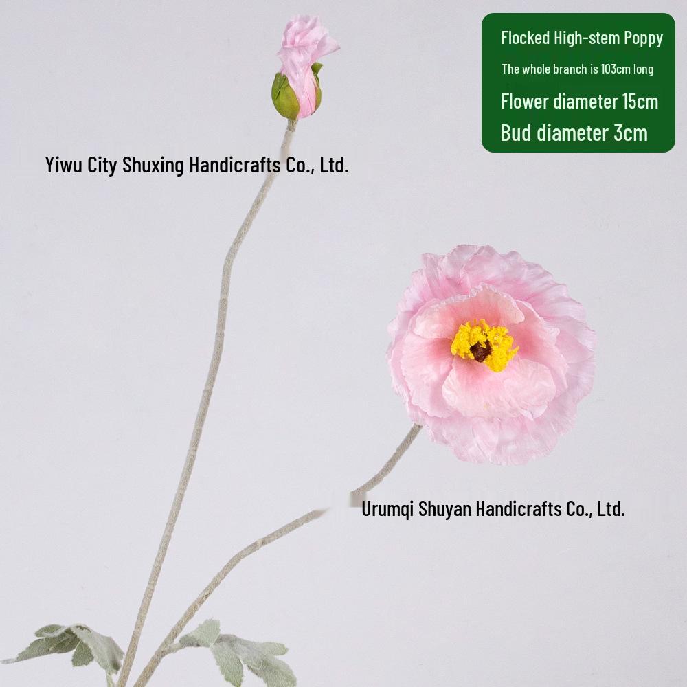 Large Flocked Silk Poppy Artificial Flower for Home or Venue Decoration, Floor Standing Prop