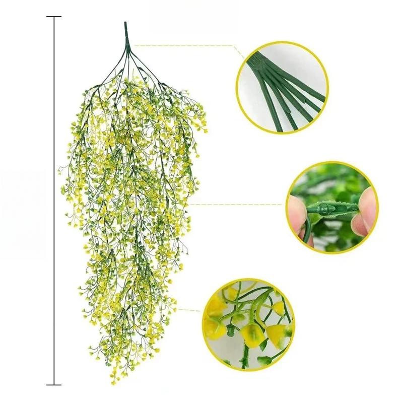 2Pcs 55CM Artificial Plants Vine Hanging Leaves Vines for Home Room Decor Garden Wedding Decoration Outdoor Decor Fake Plant