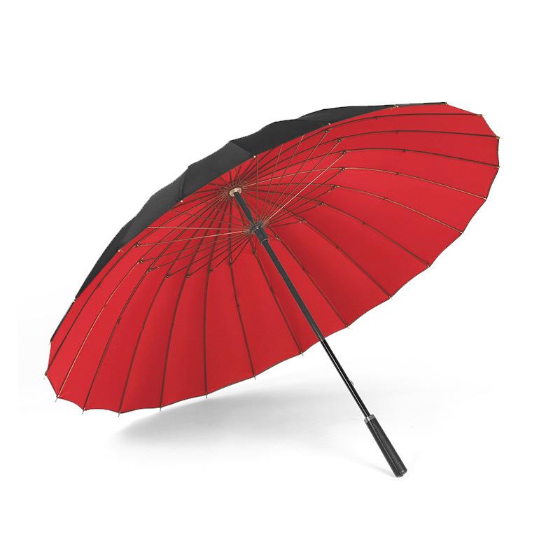 Manual Long-handled Double-layer 24-bone Reinforced Umbrella, Double One-click Open Handle, Men's Umbrella Can Be Added.