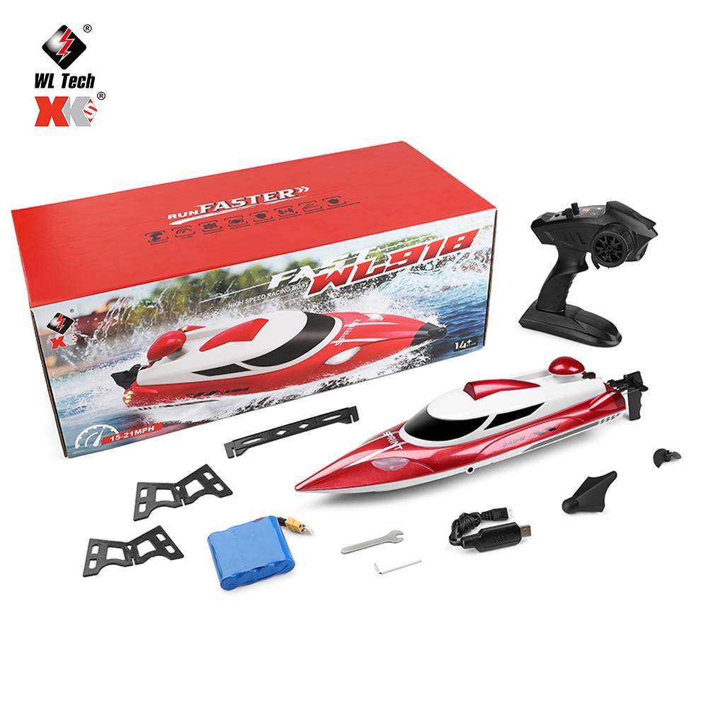 

WL918 RC Boat 2.4G 35km/H High Speed Remote Control Racing Speedboat With Water Cooling System Children s Toy Boy Christmas Gift червоний