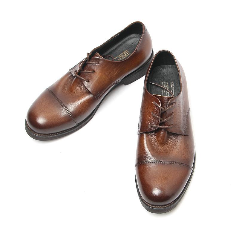 8401-1 Retro Polished and Old Big Head Leather Shoes, British Fashion Trend Men's Shoes First Layer Cowhide Shoes