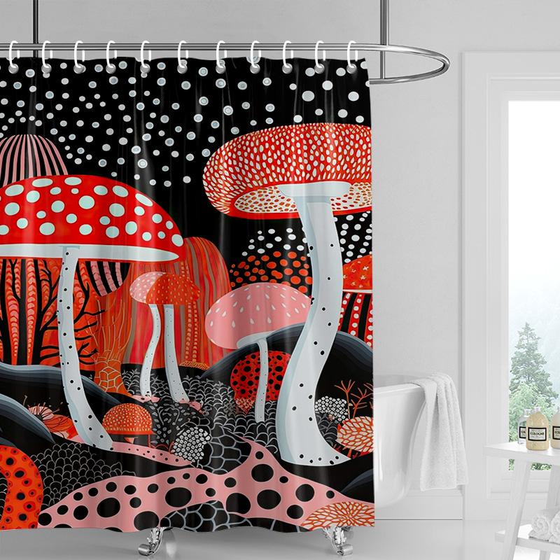 Tropical Shower Curtain - Vibrant Botanical Print with Cactus & Flowers, Waterproof Bath Decor for Spa or Boho Bathrooms