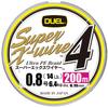 DUEL Super X Wire 4 PE Fishing Line [High Strength, High Sensitivity] 0.8, 200m, 5 ColorsYellow Marking, H3589N-5CR
